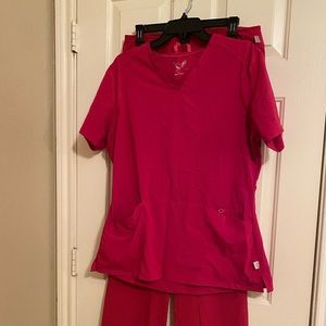 Scrub outfit -pink - large top and medium pants
